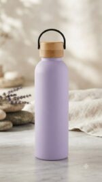 Stainless Steel Water Bottle Wooden Lid with Carry Handle - Image 5