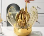 Luxury 24-Piece Gold Cutlery Set with Rotating Dustproof Storage Dome - Image 7