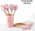 12 Pcs Silicone Kitchen Tool Set with Wooden Handles - Image 10