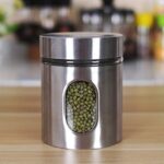 Clear Glass Steel Window Storage Jars