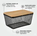 Metal Fruit Basket with Wooden Lid - Image 14