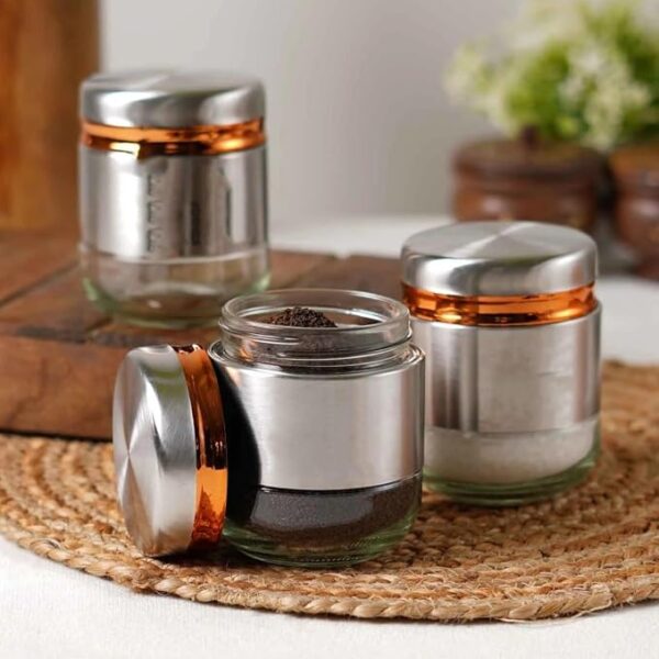 Steel Cover Window Clear Glass Jars