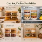 Set of 4 Stackable Glass Jars with Bamboo Tray - Image 2