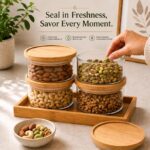 Set of 4 Stackable Glass Jars with Bamboo Tray - Image 3