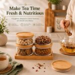Set of 4 Stackable Glass Jars with Bamboo Tray - Image 4