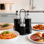 Black Oil & Salt Pepper Set - 4 Pcs with Stand
