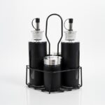 Black Oil & Salt Pepper Set - 4 Pcs with Stand - Image 7