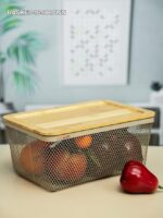 Metal Fruit Basket with Wooden Lid - Image 10