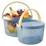 Basket for Storage with Wooden Handle - Image 11