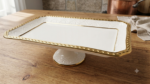Elegant Ceramic gold-trimmed pedestal serving platter - Image 2