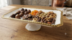 Elegant Ceramic gold-trimmed pedestal serving platter