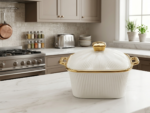 Luxury Ceramic Casserole with Lid & Gold Trim (Small Size)