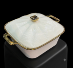 Luxury Ceramic Casserole with Lid & Gold Trim