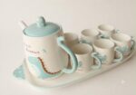 Cute Ceramic Tea Set - 8 Pcs with Tray - Image 4