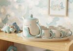 Cute Ceramic Tea Set - 8 Pcs with Tray
