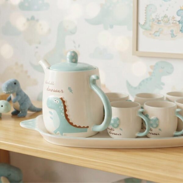 Cute Ceramic Tea Set - 8 Pcs with Tray