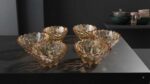 7pc Crystal Cut Glass Bowl Set - Amber - Image 2