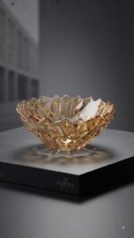 7pc Crystal Cut Glass Bowl Set - Amber - Image 5