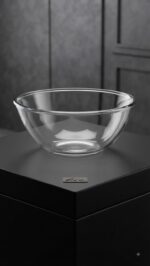 Clear Glass Fruit Bowl with Wooden Stand (9 Inch) - Image 4