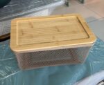 Metal Fruit Basket with Wooden Lid - Image 9
