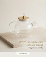 Luxury Glass Teapot with Gold Lid (1Ltr) - Image 2