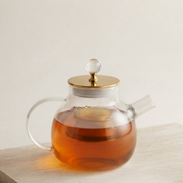 Luxury Glass Teapot with Gold Lid (1Ltr)