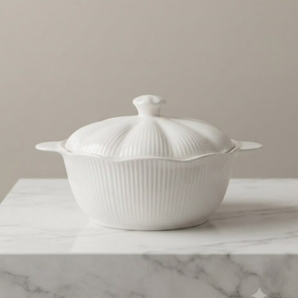 Ceramic Serving Pot with Lid (9.5 , 8.5 , 6.5 inch)