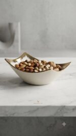 Luxury Boat Shape Ceramic Serving Bowl - White & Gold - Image 4