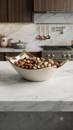 Luxury Boat Shape Ceramic Serving Bowl - White & Gold