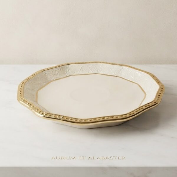 Luxury Ceramic Dry Fruit Tray - White & Gold Ceramic