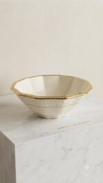 Luxury Deep Dry Fruit Bowl - White & Gold Ceramic
