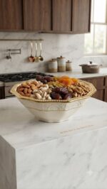 Luxury Deep Dry Fruit Bowl - White & Gold Ceramic - Image 3