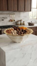 Luxury Deep Dry Fruit Bowl - White & Gold Ceramic - Image 2