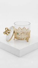 Luxury Single PET Dry Fruit Jar with Gold Crown Stand - Bow Lid - Image 6
