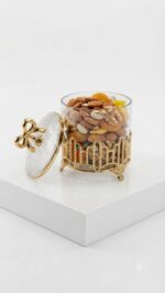 Luxury Single PET Dry Fruit Jar with Gold Crown Stand - Bow Lid - Image 5