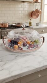 Fruit Dome Platter with Rose Gold Handles (PET)