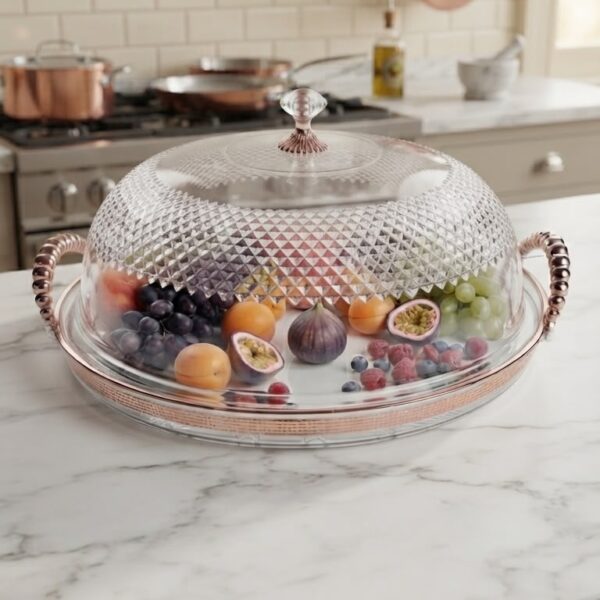 Fruit Dome Platter with Rose Gold Handles (PET)