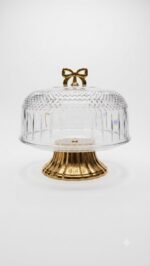 Gold PET Pedestal Dome Serving Platter - Image 6
