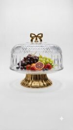 Gold PET Pedestal Dome Serving Platter - Image 4
