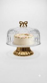 Gold PET Pedestal Dome Serving Platter - Image 2