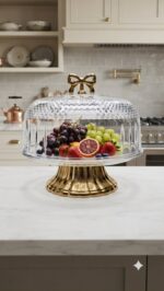 Gold PET Pedestal Dome Serving Platter