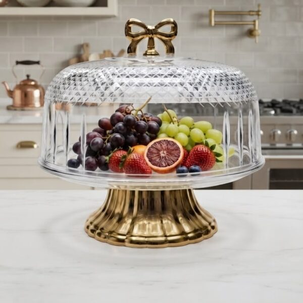 Gold PET Pedestal Dome Serving Platter