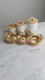Gold PET Canister Set 3 Pcs with Tray - Image 4
