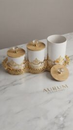 Gold PET Canister Set 3 Pcs with Tray - Image 3