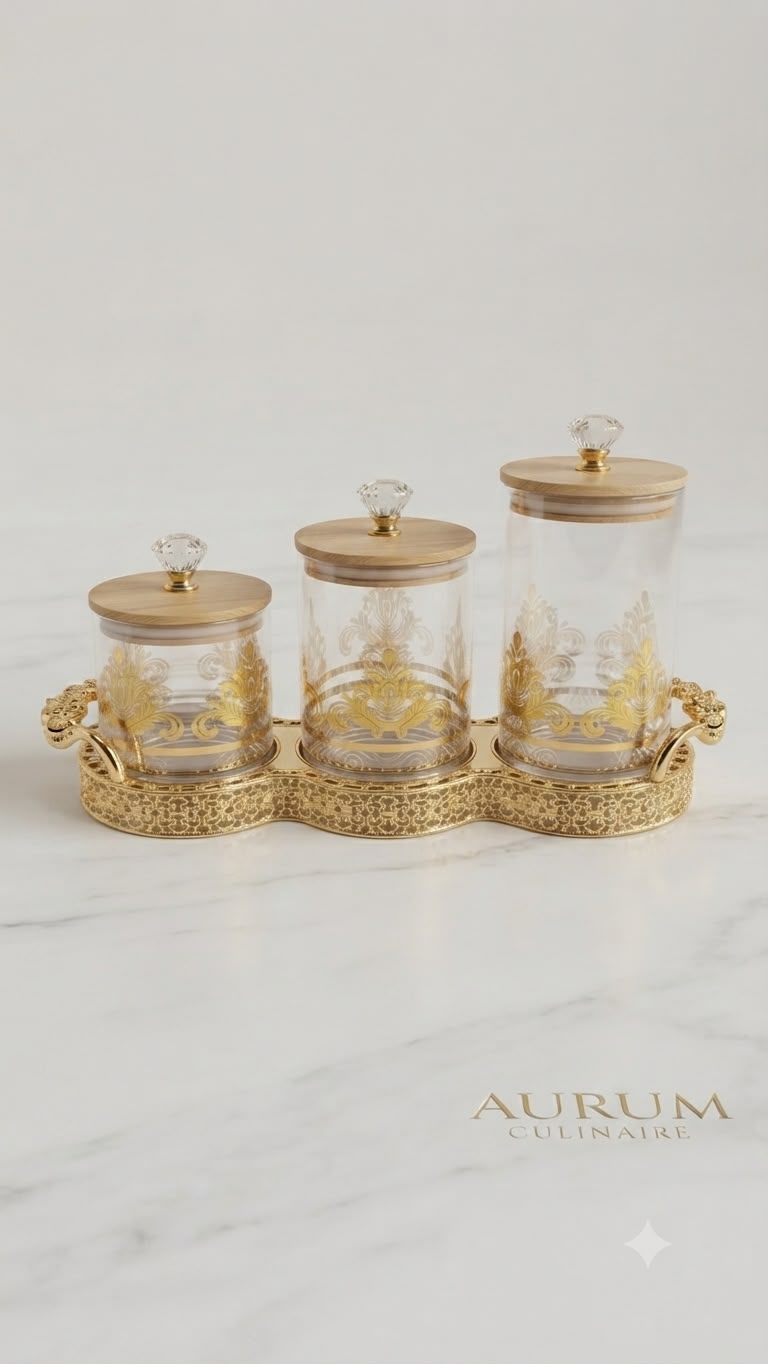 WhatsApp Image 2026-08-26 at 12.03.53 PM (1) Transparent PET Canister Set 3 Pcs with Gold Tray - Image 1