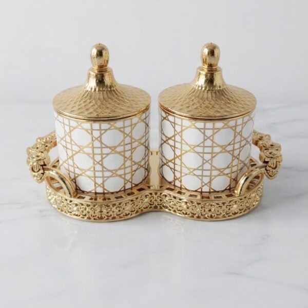 Luxury PET 2-Pc Canister Set with Gold Tray