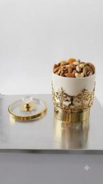 Luxury White & Gold Single Canister with Diamond Knob - Image 2