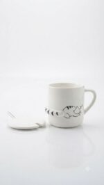 Cute Sleeping Cat Ceramic Mug with Lid & Spoon - Image 3