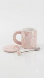 Bubble Embossed Pastel Ceramic Mug with Ball Lid - Image 6