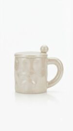 Bubble Embossed Pastel Ceramic Mug with Ball Lid - Image 3